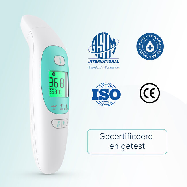 Dutsi Thermometer - Oorthermometer & Voorhoofd Thermometer - Digitale Koortsthermometer voor Baby & Volwassene - Snel & Nauwkeurig - Inclusief batterijen