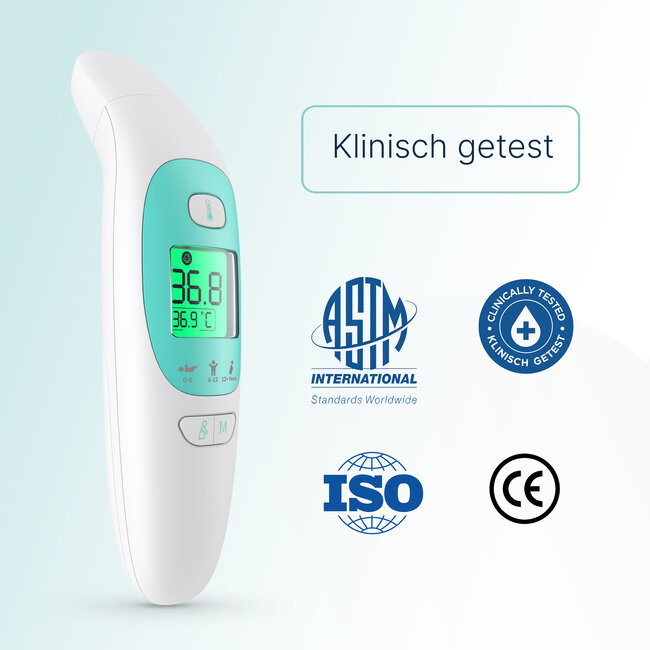 Dutsi Thermometer - Oorthermometer & Voorhoofd Thermometer - Digitale Koortsthermometer voor Baby & Volwassene - Snel & Nauwkeurig - Inclusief batterijen