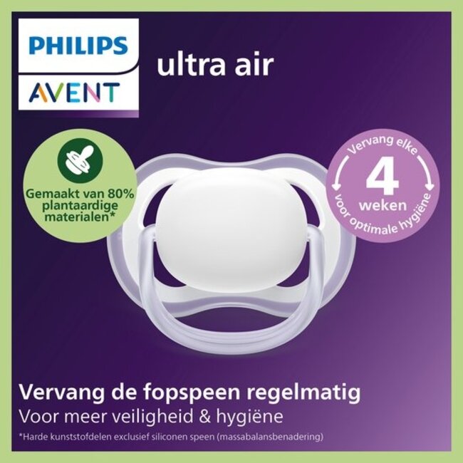 Philips Avent - Ultra Air - Fopspeen – Geel/Groen - 18+ maanden – 2 stuks