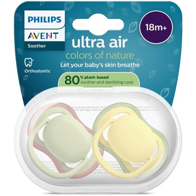Philips Avent - Ultra Air - Fopspeen – Geel/Groen - 18+ maanden – 2 stuks