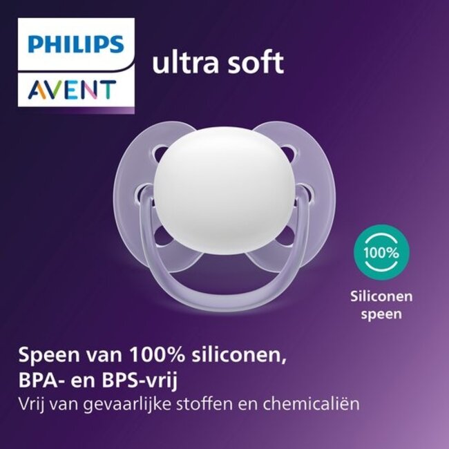 Philips Avent - Ultra Soft - Fopspeen - Geel/Blauw – 0-6 maanden – 2 stuks