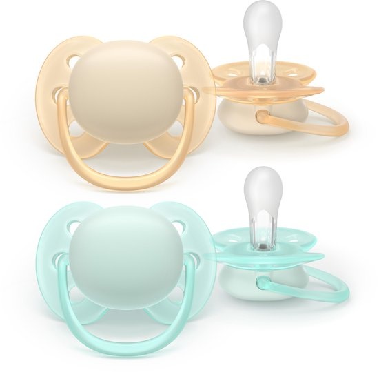 Philips Avent  Ultra Soft - Fopspeen - Geel/Blauw � 0-6 maanden � 2 stuks
