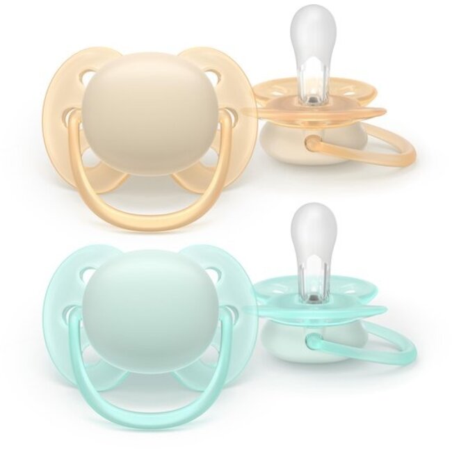Philips Avent Philips Avent - Ultra Soft - Fopspeen - Geel/Blauw – 0-6 maanden – 2 stuks