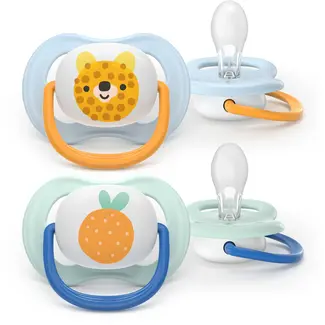 Philips Avent Philips Avent - Ultra Air - Fopspeen – Blauw/Oranje - 0-6 maanden – 2 stuks