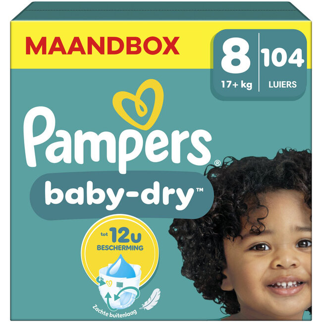 Pampers - Baby Dry - Maat 8 - Maandbox - 104 Stuks - 17+ KG