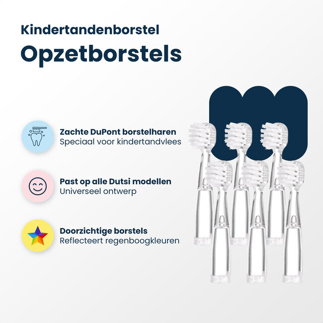 Dutsi - Opzetborstels - 18 tot 48 maanden - 6-pack - Geschikt voor Baby's & Peuters - Zachte DuPont haren