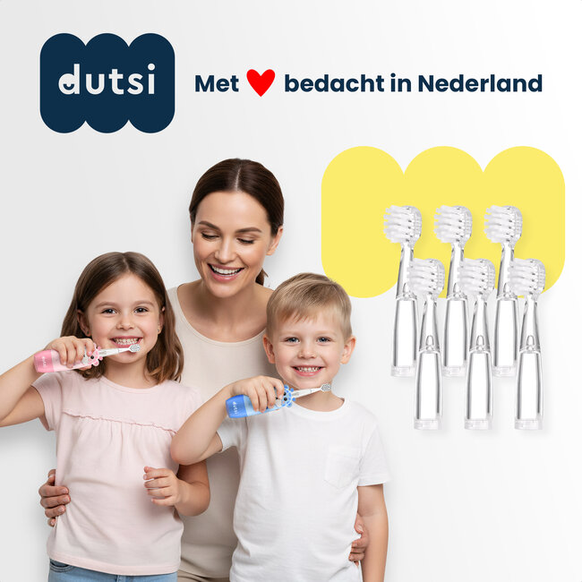 Dutsi - Opzetborstels - 18 tot 48 maanden - 6-pack - Geschikt voor Baby's & Peuters - Zachte DuPont haren