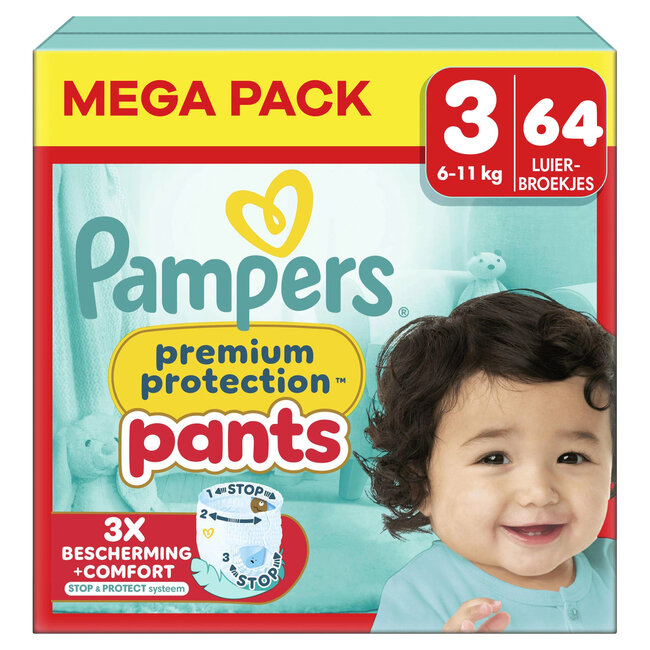 Pampers - Premium Protection Pants - Maat 3 - Mega Pack - 64 stuks - 6/11 KG
