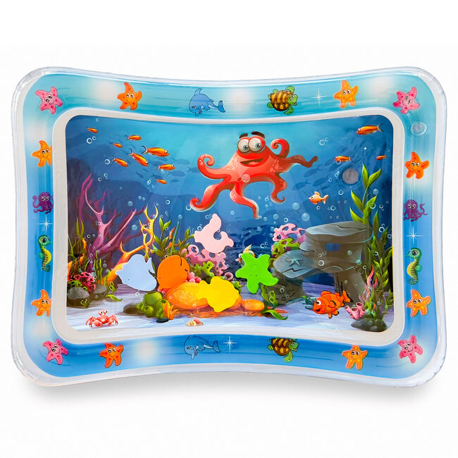 Dutsi Dutsi Waterspeelmat Baby - Watermat - Stimuleert Motorische Ontwikkeling - BPA Vrij & Lekvrij - Kraamcadeau - 66x51cm – Blauw