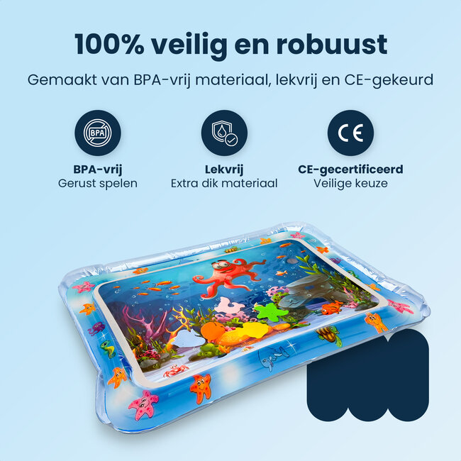 Dutsi Waterspeelmat Baby - Watermat - Stimuleert Motorische Ontwikkeling - BPA Vrij & Lekvrij - Kraamcadeau - 66x51cm – Blauw