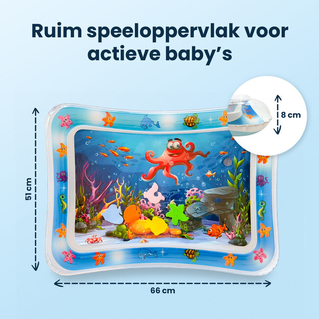 Dutsi Waterspeelmat Baby - Watermat - Stimuleert Motorische Ontwikkeling - BPA Vrij & Lekvrij - Kraamcadeau - 66x51cm – Blauw
