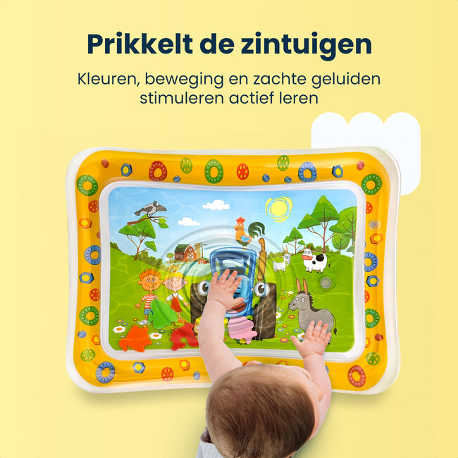 Dutsi Waterspeelmat Baby - Watermat - Stimuleert Motorische Ontwikkeling - BPA Vrij & Lekvrij - Kraamcadeau - 66x51cm – Geel