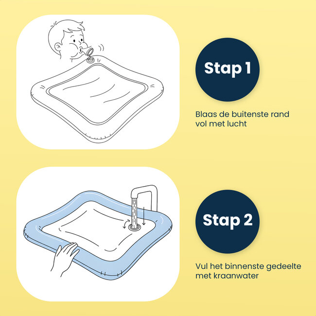 Dutsi Waterspeelmat Baby - Watermat - Stimuleert Motorische Ontwikkeling - BPA Vrij & Lekvrij - Kraamcadeau - 66x51cm – Geel