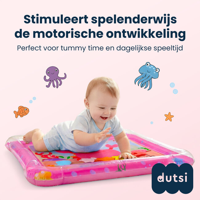 Dutsi Waterspeelmat Baby - Watermat - Stimuleert Motorische Ontwikkeling - BPA Vrij & Lekvrij - Kraamcadeau - 66x51cm – Roze