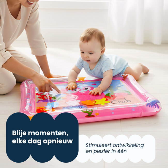 Dutsi Waterspeelmat Baby - Watermat - Stimuleert Motorische Ontwikkeling - BPA Vrij & Lekvrij - Kraamcadeau - 66x51cm – Roze