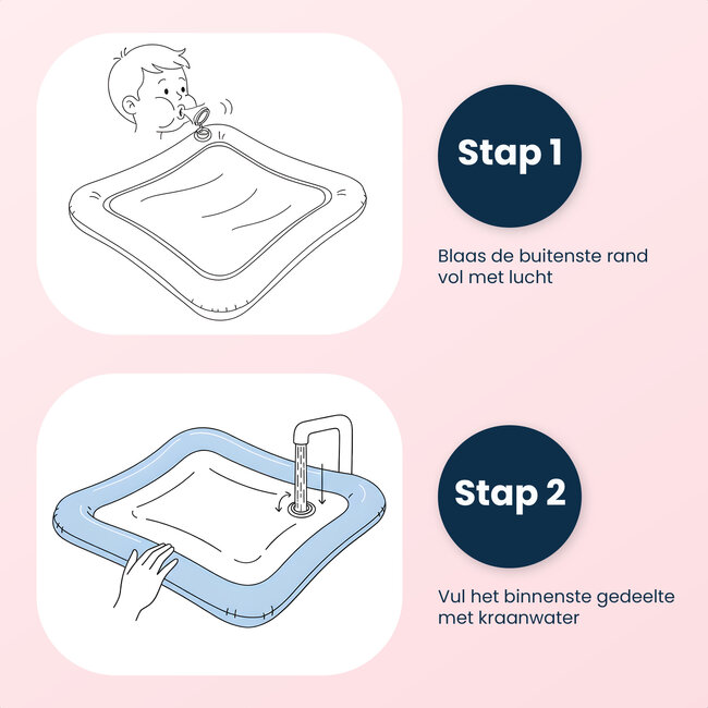 Dutsi Waterspeelmat Baby - Watermat - Stimuleert Motorische Ontwikkeling - BPA Vrij & Lekvrij - Kraamcadeau - 66x51cm – Roze