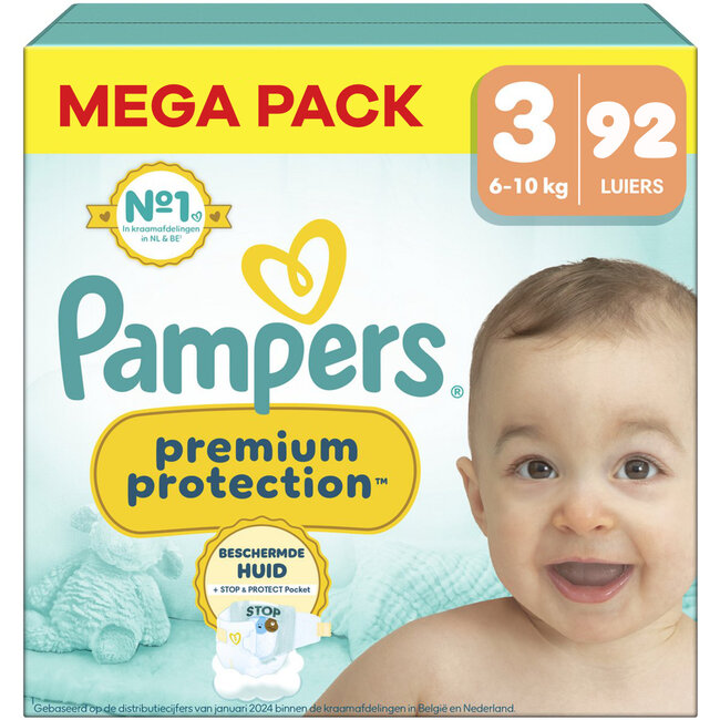 Pampers Pampers - Premium Protection - Maat 3 - Mega Pack - 92 Stuks - 6-10 kg