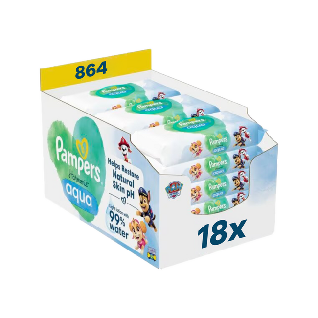 Pampers Pampers - Harmonie Aqua - Billendoekjes - Paw Patrol - 18 x 48 stuks (864 doekjes)