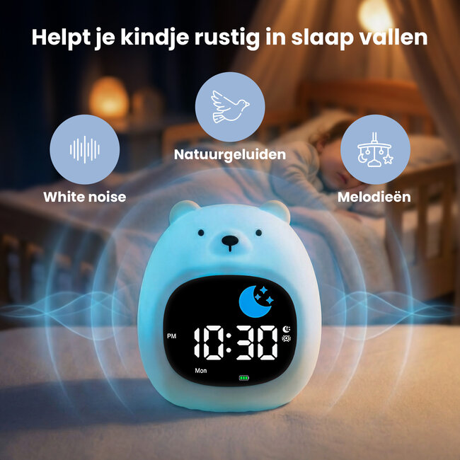 Dutsi - Sleepy Luna - Slaaptrainer Beer - Slaapwekker - Nachtlampje - White Noise