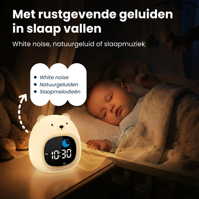 Dutsi - Sleepy Luna - Slaaptrainer Beer - Slaapwekker - Nachtlampje - White Noise