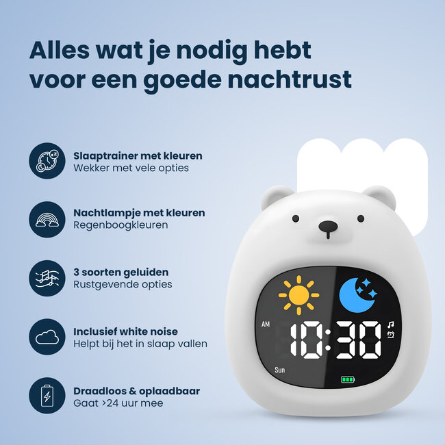 Dutsi - Sleepy Luna - Slaaptrainer Beer - Slaapwekker - Nachtlampje - White Noise