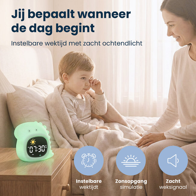 Dutsi - Sleepy Luna - 3-in-1 Slaaptrainer Dino - Slaapwekker - Nachtlampje - White Noise