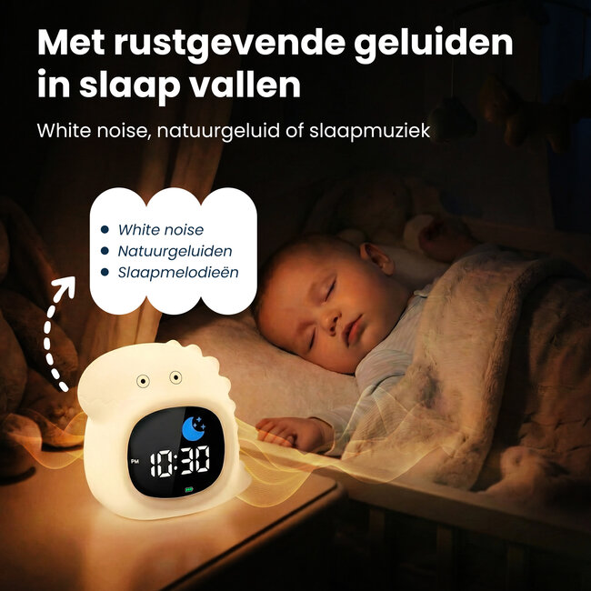 Dutsi - Sleepy Luna - 3-in-1 Slaaptrainer Dino - Slaapwekker - Nachtlampje - White Noise