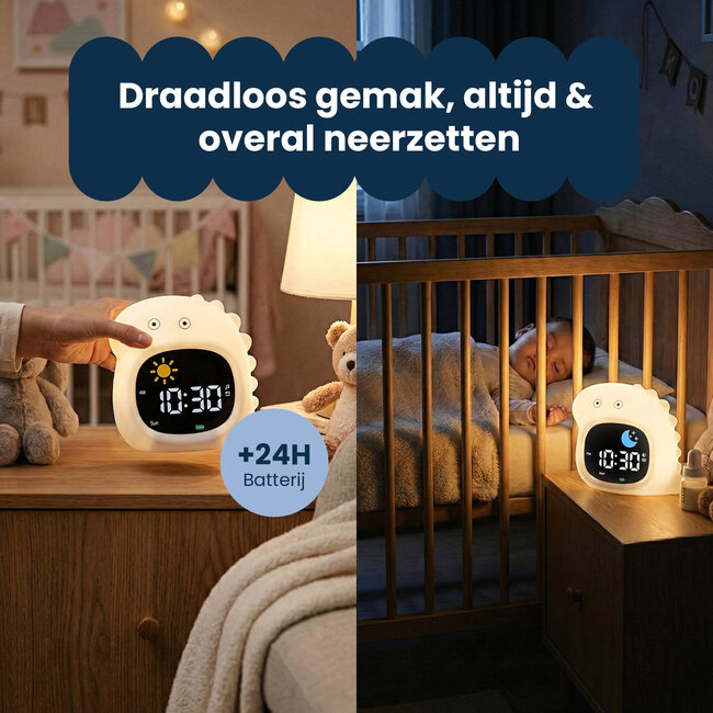 Dutsi - Sleepy Luna - 3-in-1 Slaaptrainer Dino - Slaapwekker - Nachtlampje - White Noise