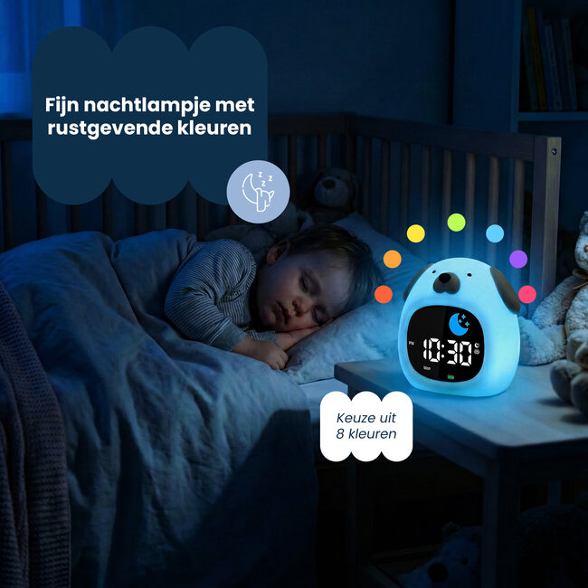 Dutsi - Sleepy Luna - 3-in-1 Slaaptrainer Hondje - Slaapwekker - Nachtlampje - White Noise