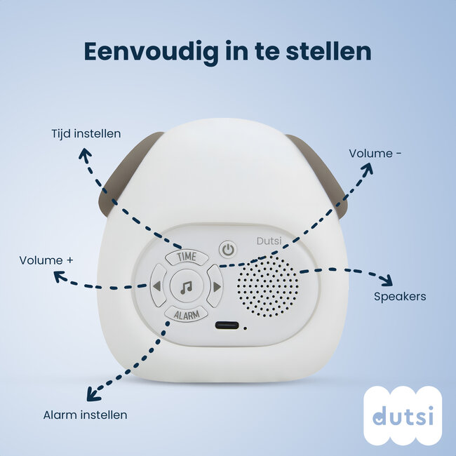 Dutsi - Sleepy Luna - 3-in-1 Slaaptrainer Hondje - Slaapwekker - Nachtlampje - White Noise