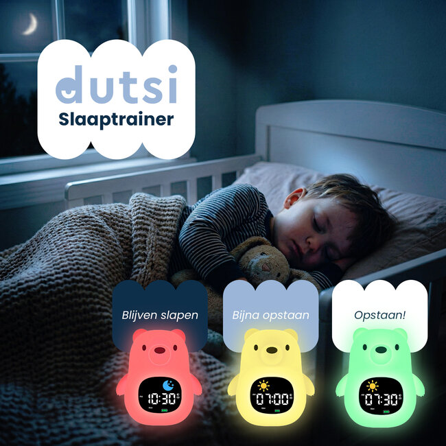 Dutsi - Sleepy Luna - 3-in-1 Slaaptrainer Ijsbeer - Slaapwekker - Nachtlampje - White Noise