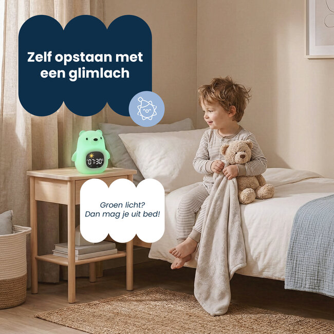 Dutsi - Sleepy Luna - 3-in-1 Slaaptrainer Ijsbeer - Slaapwekker - Nachtlampje - White Noise