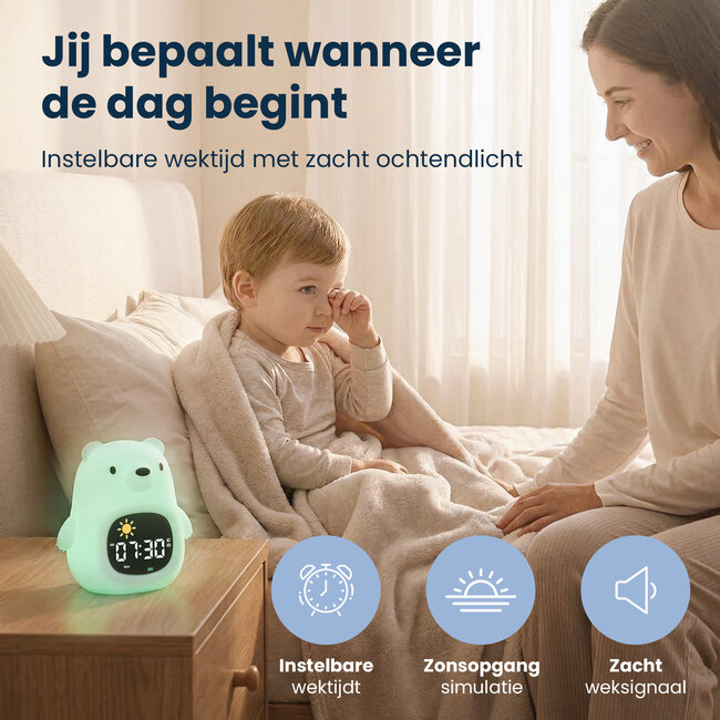 Dutsi - Sleepy Luna - 3-in-1 Slaaptrainer Ijsbeer - Slaapwekker - Nachtlampje - White Noise