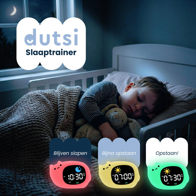 Dutsi - Sleepy Luna - 3-in-1 Slaaptrainer Katje – Slaapwekker - Nachtlampje - White Noise