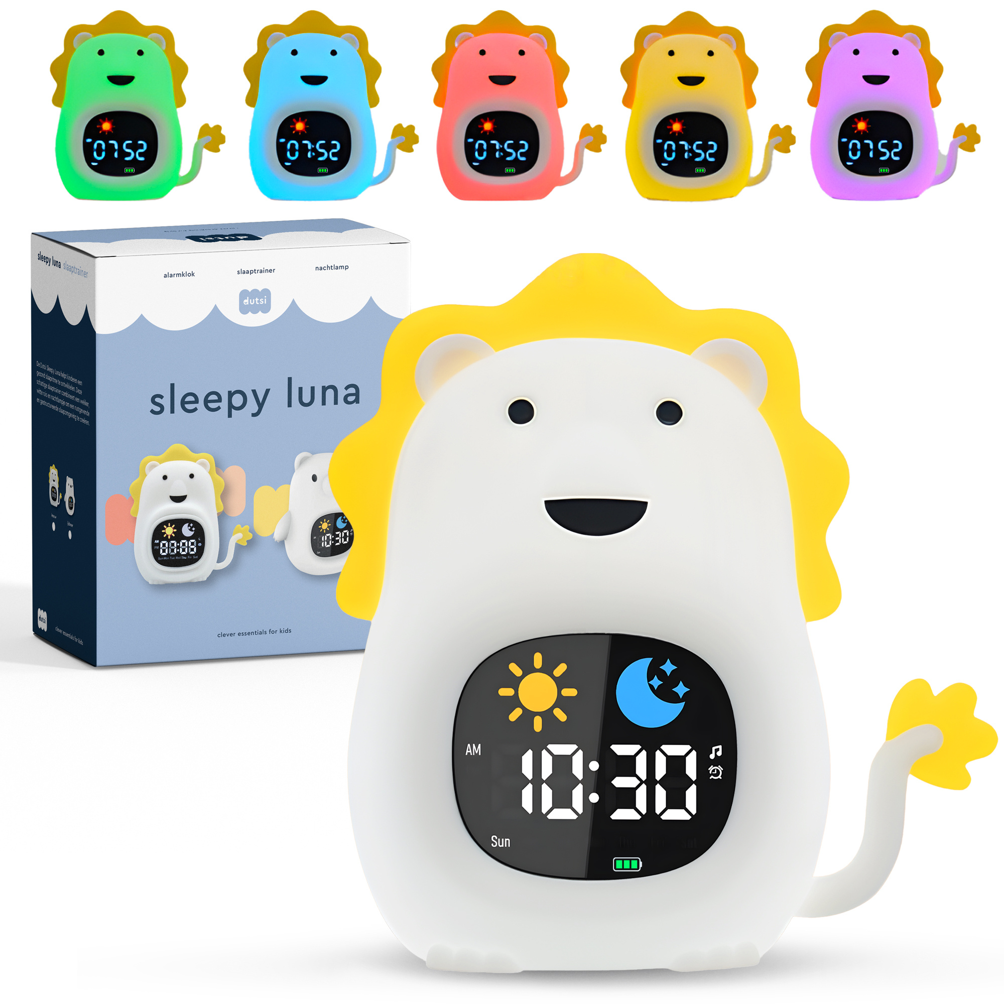 Dutsi  Sleepy Luna - 3-in-1 Slaaptrainer Leeuw - Slaapwekker - Nachtlampje - White Noise