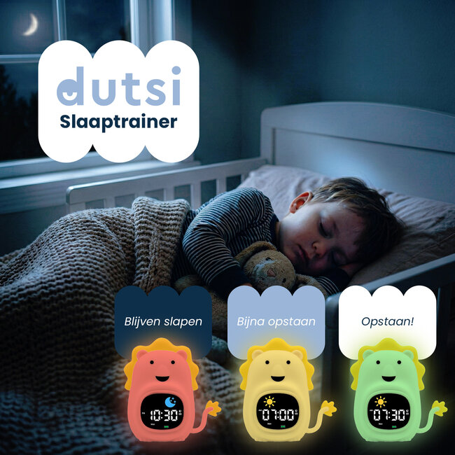 Dutsi - Sleepy Luna - 3-in-1 Slaaptrainer Leeuw - Slaapwekker - Nachtlampje - White Noise