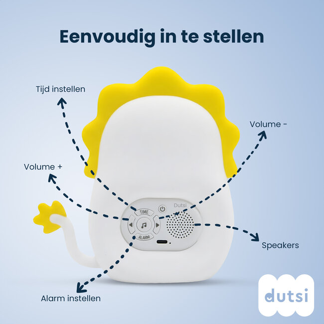 Dutsi - Sleepy Luna - 3-in-1 Slaaptrainer Leeuw - Slaapwekker - Nachtlampje - White Noise