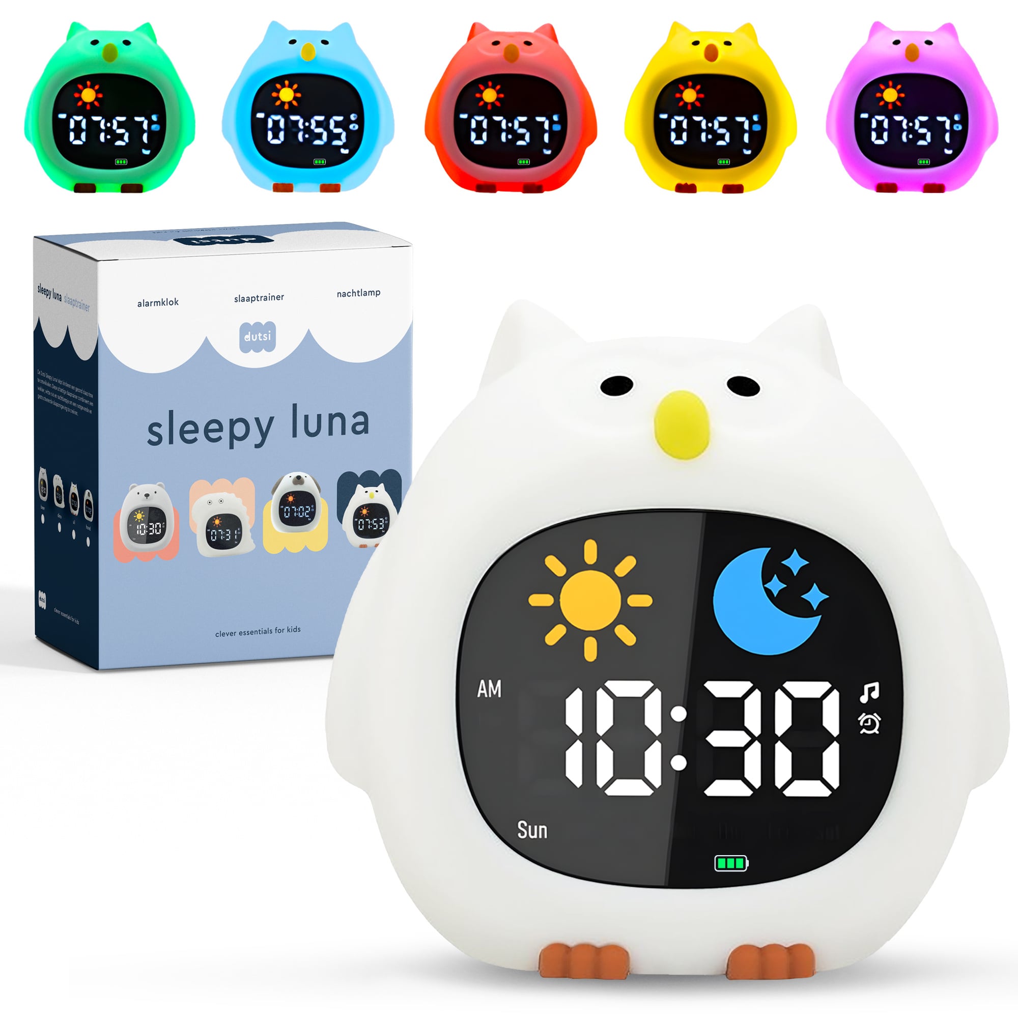 Dutsi  Sleepy Luna - 3-in-1 Slaaptrainer Uil - Slaapwekker - Nachtlampje - White Noise