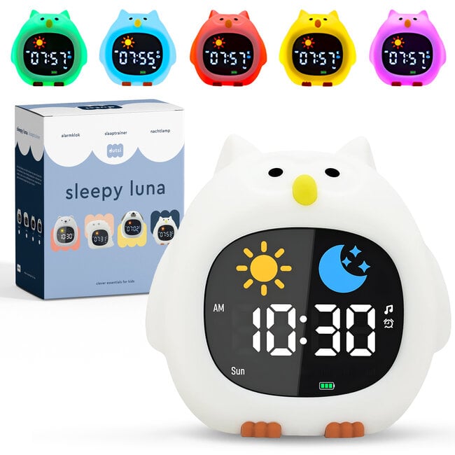 Dutsi - Sleepy Luna - 3-in-1 Slaaptrainer Uil - Slaapwekker - Nachtlampje - White Noise