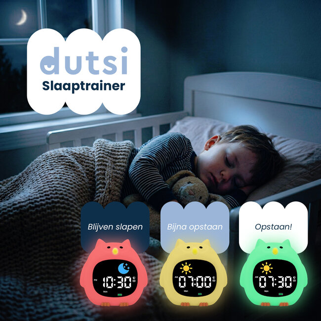 Dutsi - Sleepy Luna - 3-in-1 Slaaptrainer Uil - Slaapwekker - Nachtlampje - White Noise