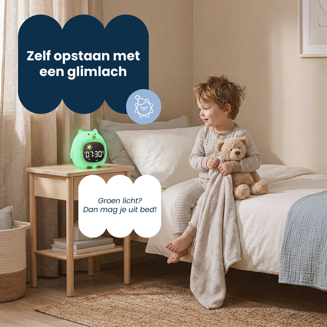 Dutsi - Sleepy Luna - 3-in-1 Slaaptrainer Uil - Slaapwekker - Nachtlampje - White Noise