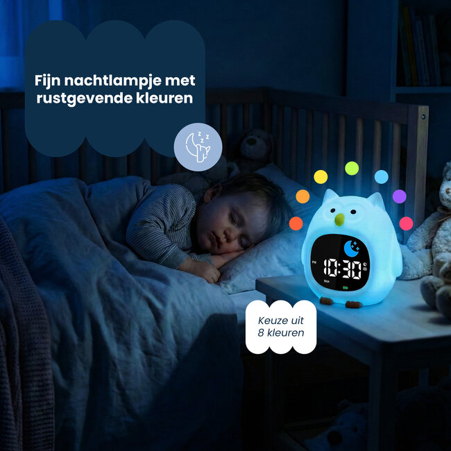 Dutsi - Sleepy Luna - 3-in-1 Slaaptrainer Uil - Slaapwekker - Nachtlampje - White Noise