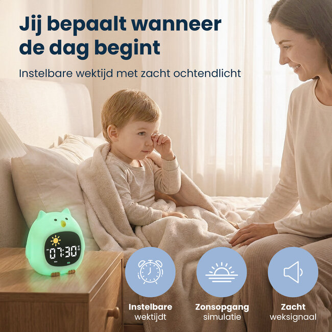 Dutsi - Sleepy Luna - 3-in-1 Slaaptrainer Uil - Slaapwekker - Nachtlampje - White Noise
