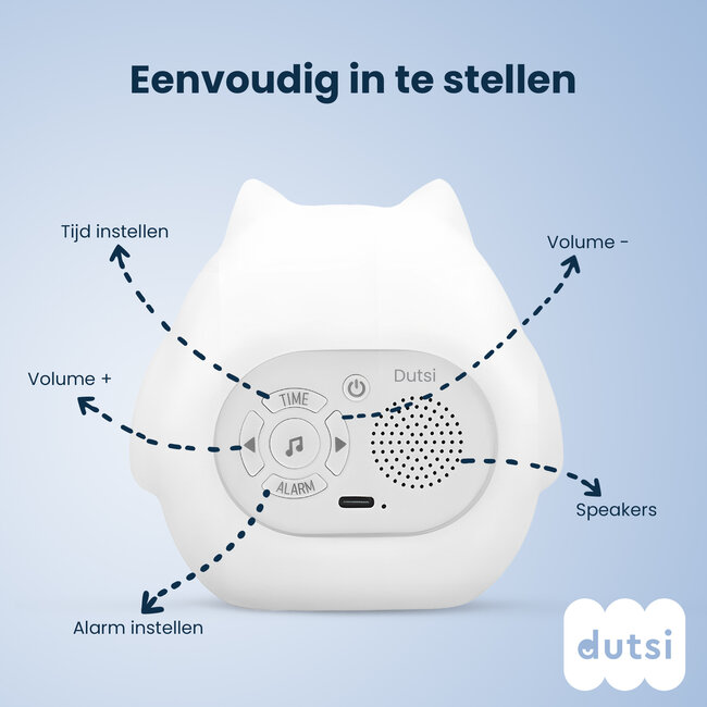Dutsi - Sleepy Luna - 3-in-1 Slaaptrainer Uil - Slaapwekker - Nachtlampje - White Noise