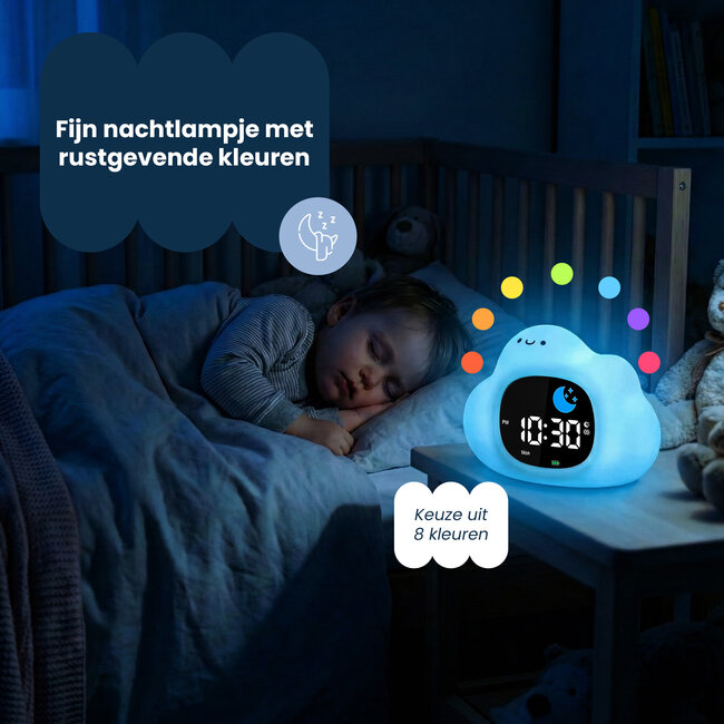 Dutsi - Sleepy Luna - 3-in-1 Slaaptrainer Wolkje - Slaapwekker - Nachtlampje - White Noise