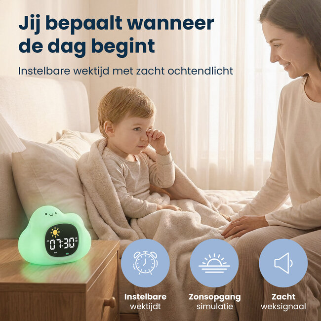 Dutsi - Sleepy Luna - 3-in-1 Slaaptrainer Wolkje - Slaapwekker - Nachtlampje - White Noise