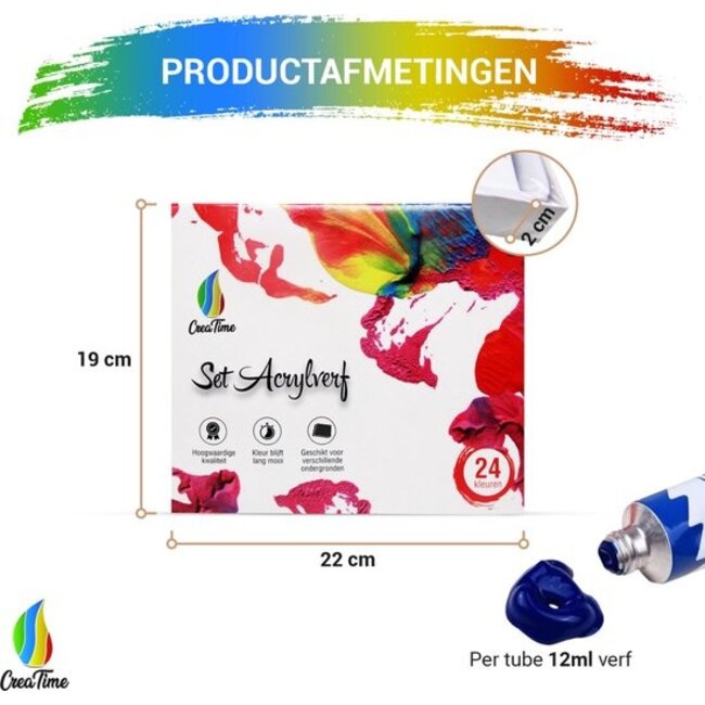 CreaTime – Acrylverf Set – 24 kleuren