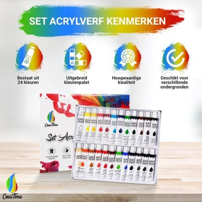 CreaTime – Acrylverf Set – 24 kleuren