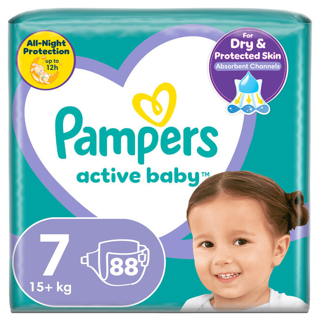 Pampers - Active Baby Dry - Maat 7 - Mega Pack - 88 stuks - 15/20KG