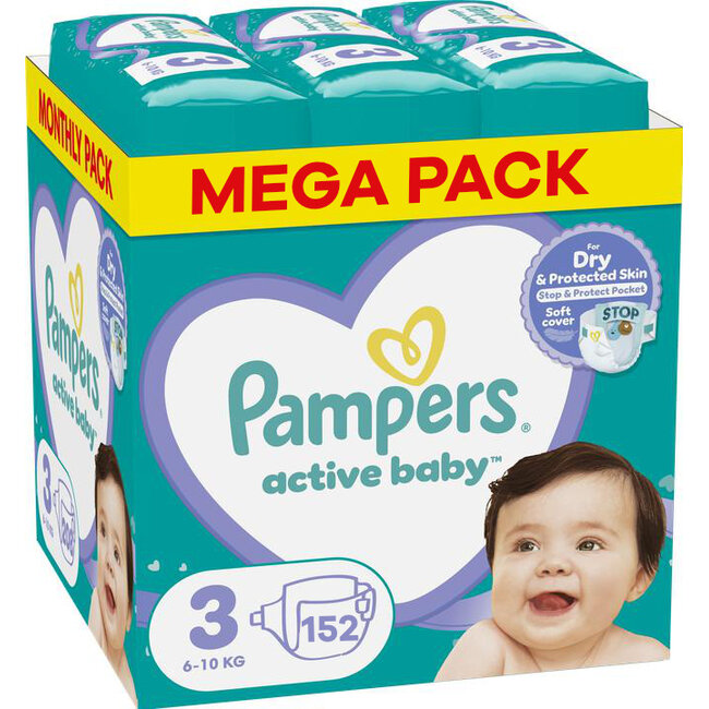Pampers - Active Baby Dry - Maat 3 - Megapack - 152 stuks - 6/10KG